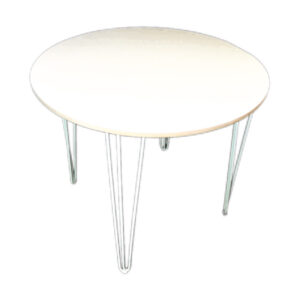 Mesa Hairpin Redonda 4 Patas - Blanco, Blanco, 100 cm