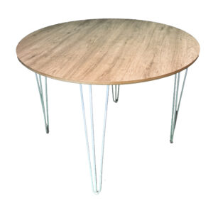 Mesa Hairpin Redonda 4 Patas - Cajú, Blanco, 100 cm